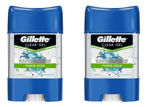 Pack Gillette Desodorante En Gel Power Rush 82g 2 Piezas