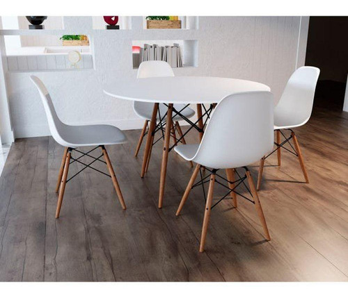 Conjunto De Mesa De Jantar Eames Eiffel 90cm Com 4 Cadeiras