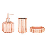 Kit P/banheiro Em Ceramica 3pças Rose Gold - Mart