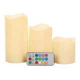 Pack 3 Velas Led Con Control Remoto Rgb A Pilas Decoracion