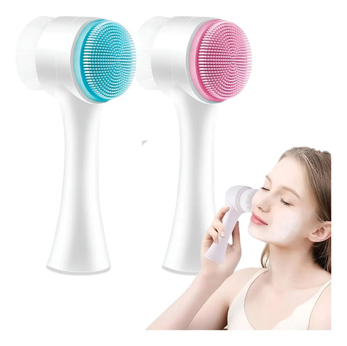 Cepillo Limpieza Facial Doble Cara Manual Exfoliante Skin F