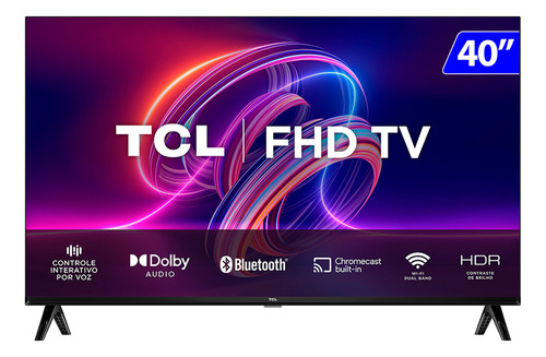 Smart Tv Tcl Led 40pol Full Hd Android Tv Voz E Controle