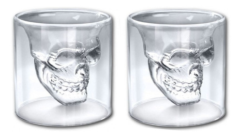 Copa Shot Calavera Setx2 Craneo De Cristal 25ml Licor Skull 