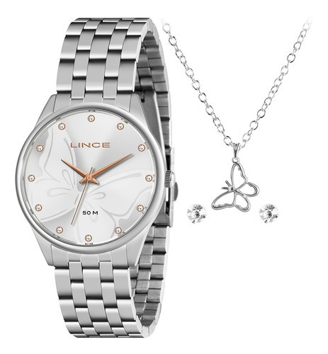 Relógio Feminino Lince Lrmh158l K095 Pulseira De Aço Prata