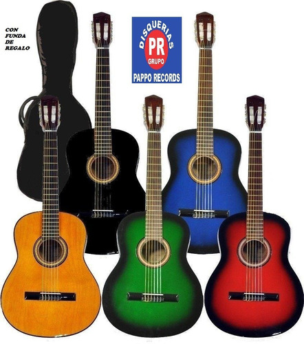 Guitarra Criolla Clásica + Funda + Púa Fabrica Pappo Records