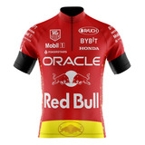 Camisa Ciclismo Masculina Red Bull Vermelha Blusa Ciclista