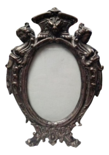Espelho De Mesa Ou Porta Retrato Em Bronze Antigo