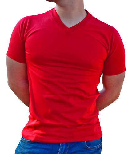 Playera Cuello V Lisapara Hombre