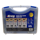 Set Kit Maletin Juego 675 Tornillos Kreg Sk03 25mm 32mm 64mm