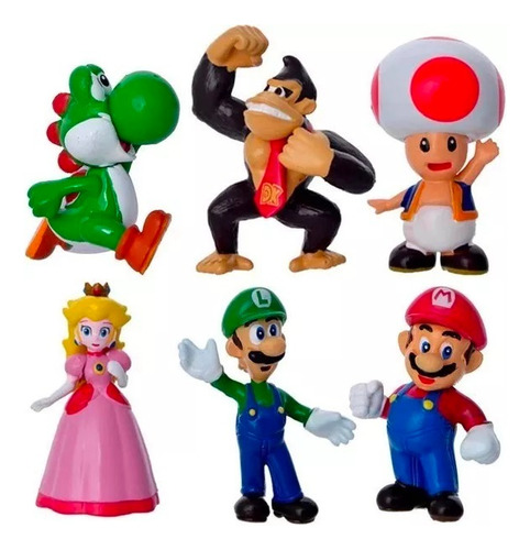 Set De 6 Figuras Super Mario Bros 4-7 Cm 