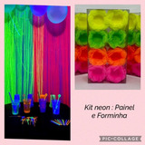 Kit  : 1 Cortina Franja Neon + 50 Forminha Doce Neon Festa