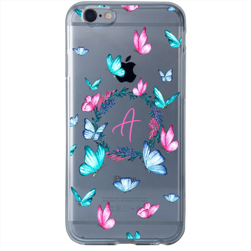 Funda Para iPhone Mariposas Personalizada Tu Inicial