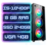 Computador Pc Gamer Intel I5 10400f 8gb Ssd 240gb Geforce4gb