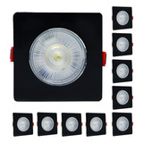 Kit 10 Spot Led Capa Preto 7w Direcionável Quadrado