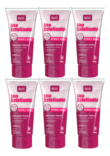 Creme Esfoliante Pitaya E Romã 180g Biosoft 6 Unidades