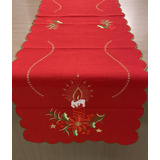 Trilho De Mesa Natalino Bordado 45 X 1,60 Multi Trade Cor Vermelho 042