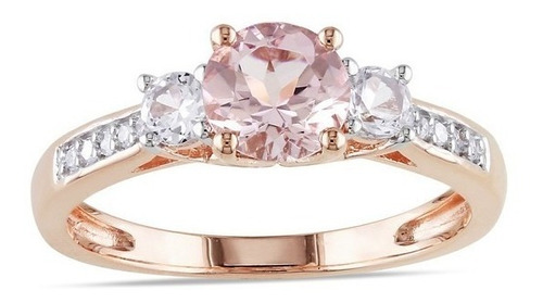 Anillo Compromiso Oro Rosa 18k Zafiro Rosa 2 Diamantes Y Cz