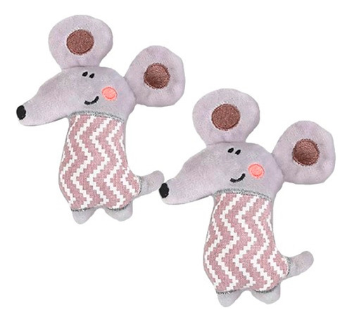 Set X 2 Peluches Juguete Ratoncito Catnip Gatitos Mascotas