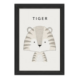 Cuadrito Infantil Bebes 20x30 Box Negro Dibujo Tiger