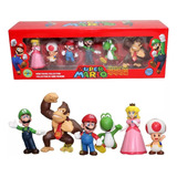 Kit 6 Bonecos Super Mario Bros Personagens 