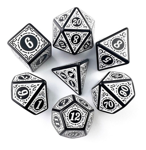 Conjunto Dados Rpg Com Sete Poliedros D&d + Bolsinha Grátis