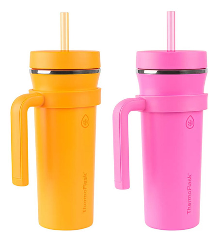 Thermoflask Juego De Vasos Con Aislamiento C/popote De 950ml