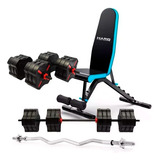 Set Deluxe 60 Kg + Banco 501 + Barra Curva - Retiro