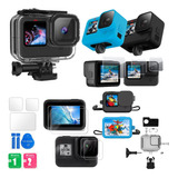 Kit Case Estanque Película Capa Silicone Gopro Hero 10 Black