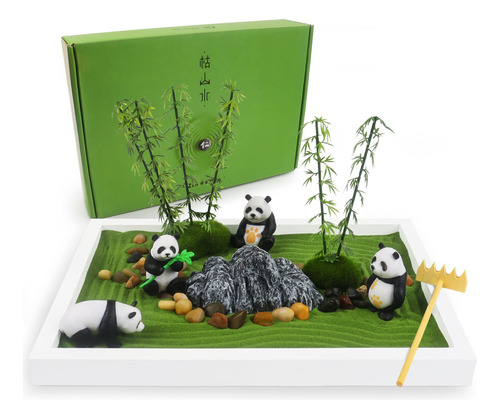 Panda Mini Jardin Zen Para Escritorio De 11 X 8 Pulgadas, Cu