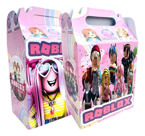 30 Cajas Dulceros Roblox Niña Fiesta Carton Aguinaldo Bolo