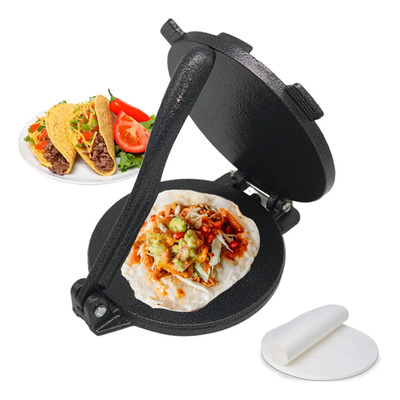 Tortilladora Manual Negra De 20cm Y 50 Hojas De Hornear | Meses sin interés