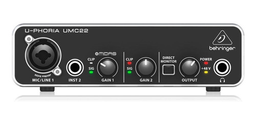 Interface De Áudio Behringer Umc22 U-phoria Usb 48 Khz