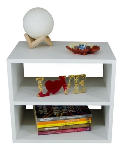 Mesa De Canto Suspensa Em Mdf Branco Nicho Prateleira 40cm