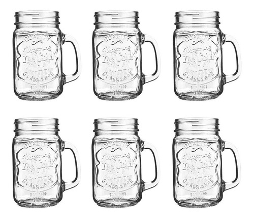 24 Tarros Mason Jar Vidrio 470 Ml Grabado Y Liso - 24 Pzas