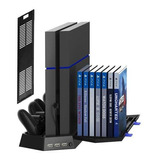 Base Vertical Enfriadora Ps4 Y Ps4 Slim Y Pro  Porta Juegos