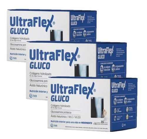 Combo X3 Ultraflex Gluco Colágeno Hidrolizado 15 Sobres