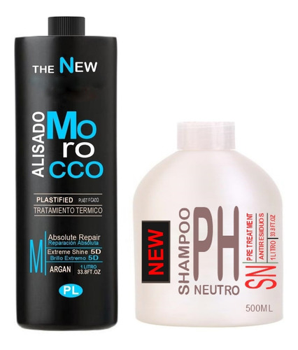 1 Litro Alisado Marroqui Definitivo + Shampoo Neutro 500 Ml