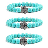 3 Pulseras Juvenil Huella Perrito Amigo Piedra Natural B360 