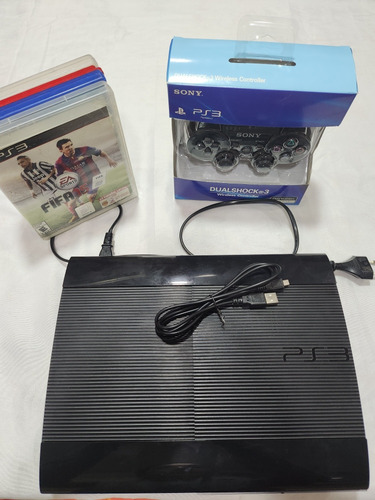 Playstation 3 Super Slim 500 Gb - 1 Joystick-5 Juegos