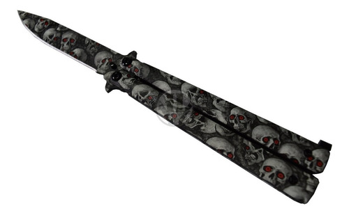 Navaja Mariposa Pavonada Balisong Skull Gris 1018 Jueguitos