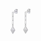 Aros Largos Clip Diamante Plata 925