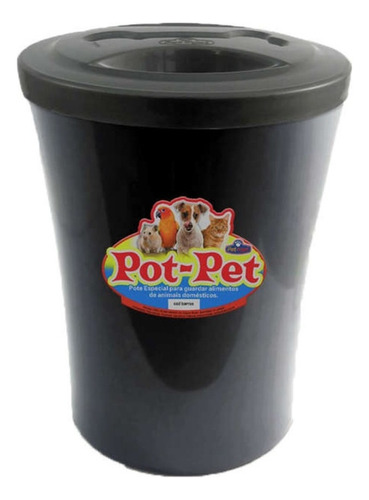 Pote Para Ração Alimentos Animais Pet Domésticos 3l/1,5kg Cor Preto