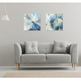 Flores Azules Oleo Sala/baño Cuadros Canvas Con Marco 30x30