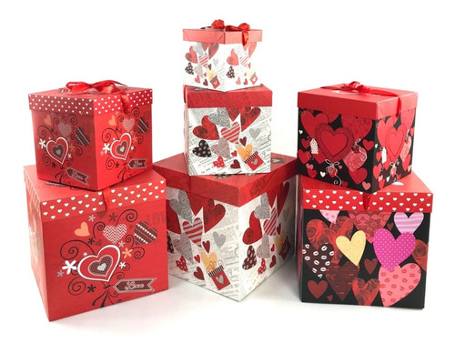 Pack 12 Cajas De Regalo Sorpresa Plegable 15cm Corazón 5079