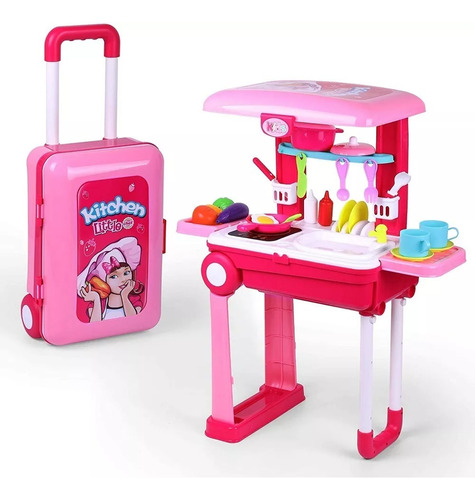 Set De Cocina Infantil Portátil Maleta Para Niña