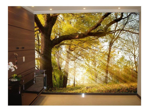 Adesivo De Parede Floresta Natureza Árvores 3d M² Xna175