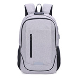 Mochilas Hombre Mujer De Viaje Escolar Para Laptop Antirrobo Impermeable De Gran Capacidad Con Cargador Usb 35l Color Gris Oscuro Diseño De La Tela Rayado