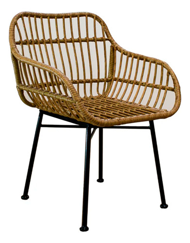 Sillón Kenya De Rattan C/ Patas De Metal Living Comedor