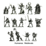 Lote Kit De 14 Miniaturas Rpg D&d Humanos Medievais Em Metal