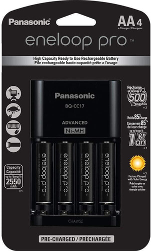 Carregador De Pilhas Panasonic Eneloop Pro Com 4 Aa 2550mah